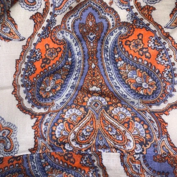 J. Crew sleeveless top size 4 paisley cream blue bohemian vintage - Picture 6 of 8